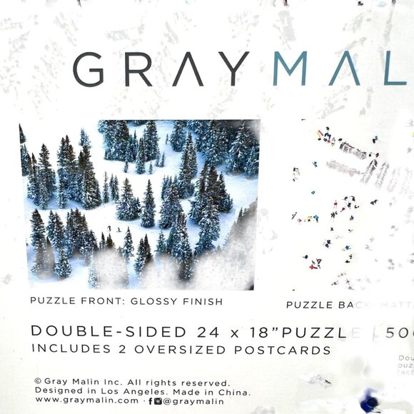 Gray Malin Skiing Winter Double-Sided Puzzle 500 Pieces With Postcards - Picture 7 of 14